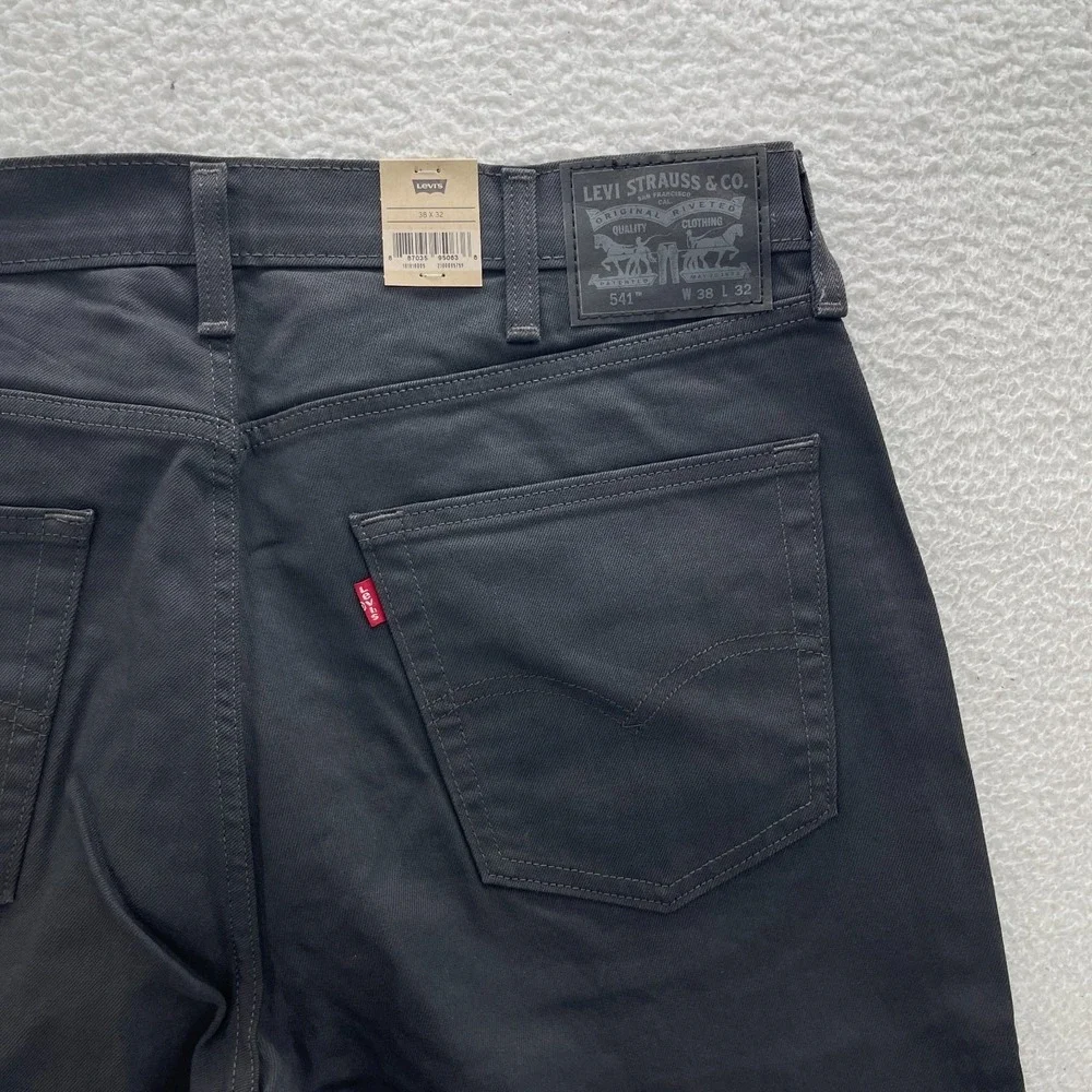 Levis 541 Jeans Mens 38x32 Gray Athletic Tapered Dark Wash Stretch Denim Casual